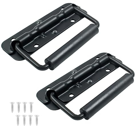 LifCratms Black Spring Loaded Case Handles, 2Pcs, 122mm / 4.82