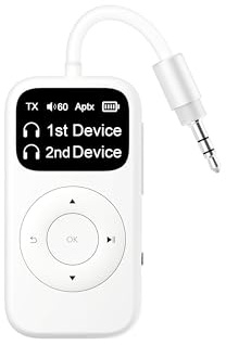 EITIPOK SoundSync Pro - Transmisor y receptor Bluetooth para avión, transceptor de audio Bluetooth de fácil configuración para 2 dispositivos BT, control de volumen, RCA para TV