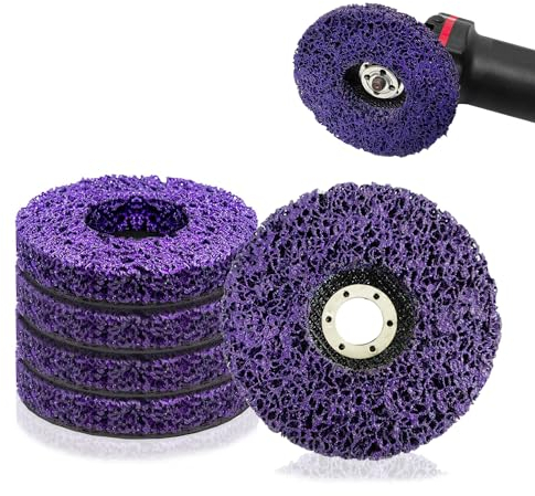Lot de 5 Disques de Nettoyage CSD - Disque 125x22mm Violet Abrasif pour Peinture et Rouille - Disque en Nylon pour Meuleuse d'Angle