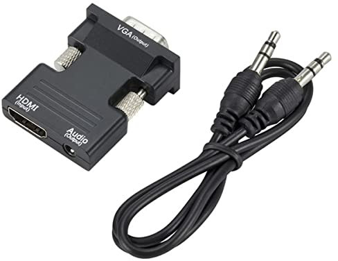 ZEZEFUFU Mini HDMI till VGA-adapter med ljud hane VGA till hona HDMI-omvandlare bärbar dator till TV
