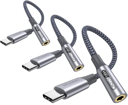 MOSWAG USB Type C to 3.5mm Headphone Jack Adapter, USB C to Aux Dongle Cable for iPhone 16 Pro Max/16 Pro/16 Plus/16/15 Pro/15, Samsung Galaxy S24 S23 S22 S21 S20, Huawei, Pixel, iPad and more.