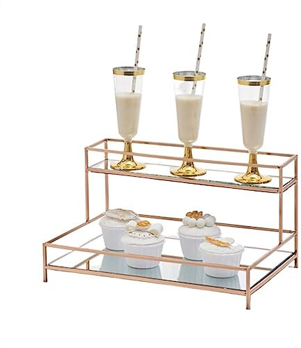 WAOCEO Kuchenständer ServierStänder Europäischen Stil Mode Doppel-Schicht Dim Sum Rack Cupcake Rack Hochzeit Dekoration Dessert Tisch Display Rack Tortenständer