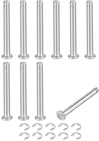 QUARKZMAN 10Set M4x35mm Perno Posizionamento Cilindrico Elastico Albero Acciaio Inossidabile 304, Perno Posizione Cilindro Cerniera Scanalato Testa Piatta con Ring Fissaggio Clip E, Argento