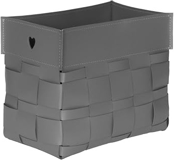 LIMAC Design Lory Zeitungsständer modern aus gewebtem Leder, Zeitschriftensammler, Originaler Zeitungskorb, Bücherkorb, für Zuhause, Büro, Hotel, Hergestellt in Italien. (Grau)