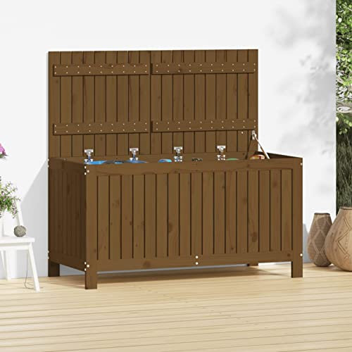 Juroupi Gartentruhe Honigbraun 121x55x64 cm Aufbewahrungsbox Garten GeräTeschrank Gartentruhe Balkon Box Auflagenboxen Massivholz Kiefer