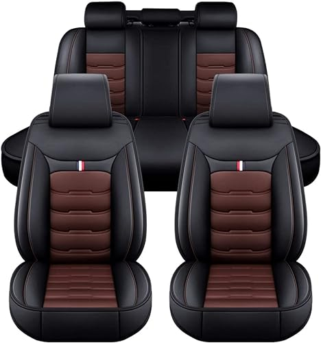 Auto Sitzbezüge Sets für VW Golf 4 Golf 4 Sport Golf 5 Golf 6 Golf 6, 5 Sitzer Leder Schonbezüge sitzschoner vorne und hinten Wasserdicht Verschleißfest Accessories,E Black Coffee