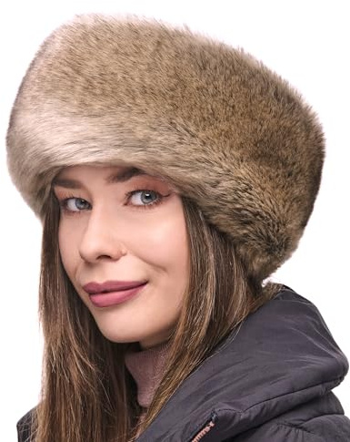 Futrzane Siberian Stirnband - Pelz Stirnband Damen - Winter Ohrenwärmer Fell - Größe S (Beige Siberian)