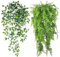INSANYJ Artificial Plants Indoor Outdoor, Fake Plants with Pot, Faux Hanging Plants Decor for Home Indoor Outdoor Use-Wall Bedroom Shelf Table Patio Decor (1+1 Green)