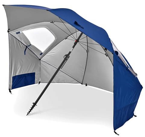 Sport-Brella Premiere Portable Sun Umbrella, Multi-purpose Garden Umbrella, Easy Folding Setup, 243 cm, 1 Piece, Perfect for Outdoor Activities, Beach, and Garden Use, UV Protection-Blue