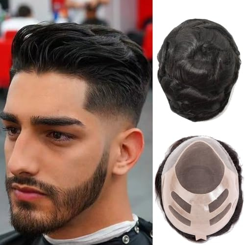 Ehairc Haar System für Männer Bond Mono Lace Pu Front #1B
