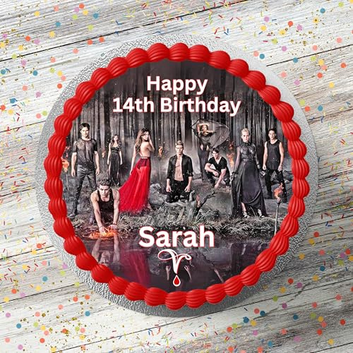Vampire Themed Personalised Edible Cake Topper 7.5 Inch Round | PRECUT, Icing Sheet, Birthday Cake Decoration