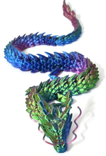 FOLANDO 3D Printed Dragon, 45cm Full Articulated Dragon Figure Flexible Joints Home Decor Executive Desk Decoration Office Decor Crystal Dragon Gift(Dazzling Color)