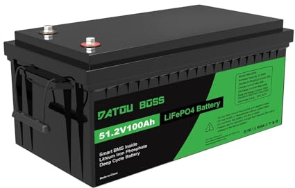 DATOUBOSS 48V 100Ah LiFePO4 Batterie, 5120Wh Lithium Akku mit Verbessertes 100A BMS, 4500-15000 Tiefe Zyklen, Unterstützung in Parallelschaltung, für Golfwagen, Wohnmobile, Solaranlage, Camping
