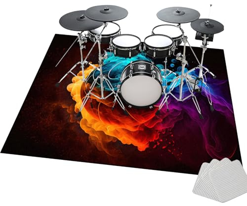 JaevKwzy Professionelles rechteckiges Schallschutz Trommelmatte, Drum Teppich, Music Carpet Innen und Außen, Trommelteppich für Studio Wohnung, 140 x 100 cm Elektrisches Schlagzeug Teppich