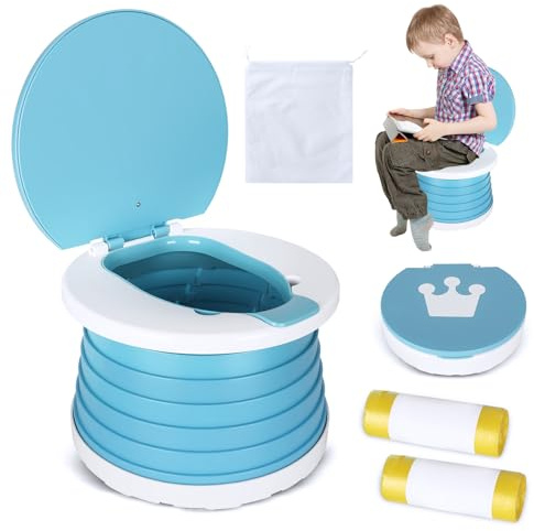 TOSUTO Töpfchen Unterwegs Kinder,Faltbares Töpfchen,Töpfchen Für Kinder Baby,Kinder Töpfchen für Unterwegs,Potty Training Toilet,Camping für Autoreisen Oder Heimnutzung mit 30 Ersatzbeuteln