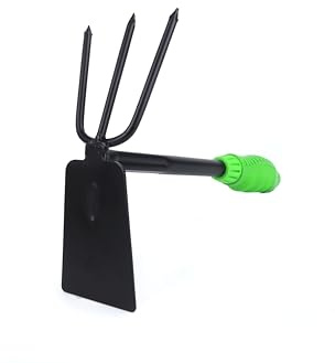 Azada para jardín con rastrillo - herramienta de jardinería, 3 dientes, acero resistente, diseño ergonómico para fácil manejo y mayor eficiencia en el trabajo.* #*