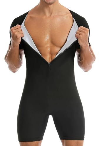 Weyot Tuta Sauna Dimagrante Uomo, Fitness Sudorazione Body Shaper, Tuta per Sudare, Mens Sweat Jumpsuit Palestra Fitness Corsa Yoga Uomo Silver,S