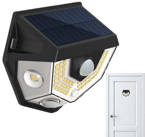 Jubilofex Luz solar para valla – Lámpara solar de pared impermeable – Iluminación de detección de movimiento para decoración de jardín, callejón balcón escalera valla camping patio