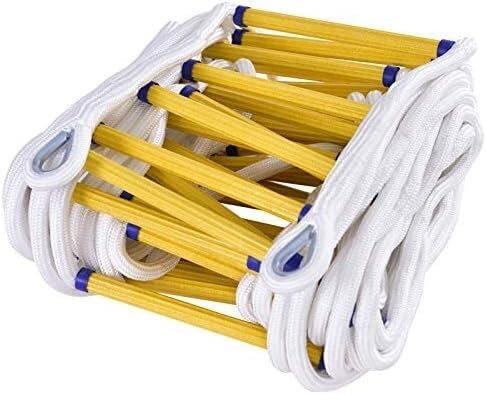 OYYMTE Escape de Incendios de Ventana de Emergencia for Adultos con 2 Ganchos, Escalera de Cuerda de poliéster, Escalera de Rescate ignífuga, Reutilizable(5m/16.4ft)