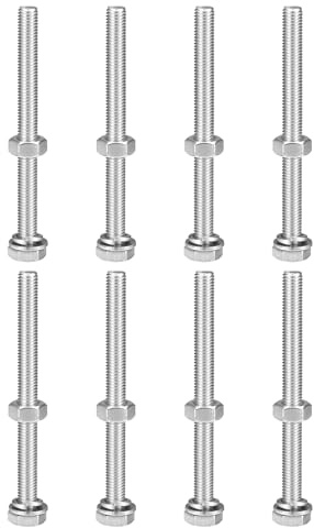 QUARKZMAN 8 Stück M10 x 120mm Sechskantschrauben Muttern Set und Unterlegscheiben Set, 304 Edelstahl Sechskant Maschinenschrauben, Gewindeschrauben mit Vollgewinde, Außensechskant Schrauben