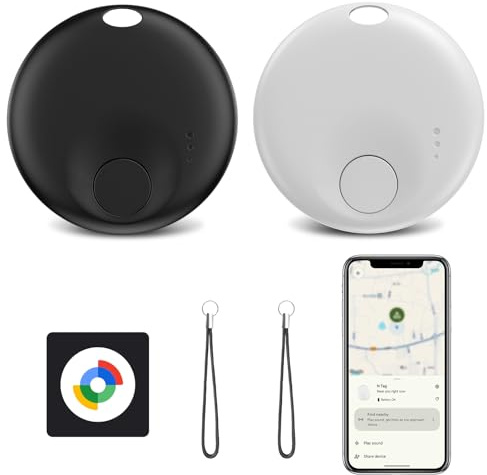 Spedal Traceur Android Tag, Localisateur d’Objets Bluetooth, avec l’app G00gle Localiser (Android Uniquement), Batterie Remplaçable, pour Clé, Portefeuille, Valise, Sacs à Dos (1 Noir et 1 Blanc)