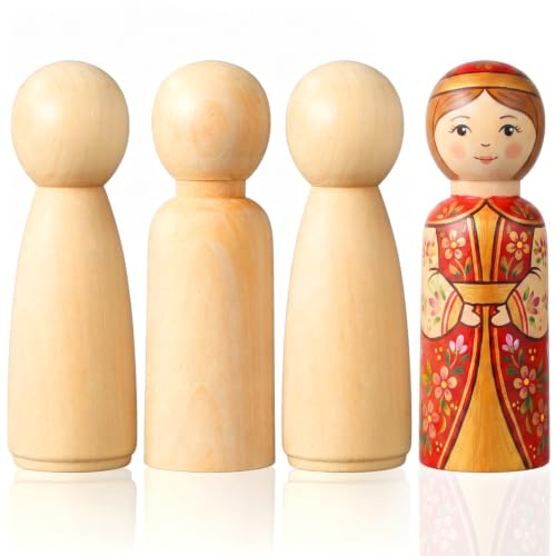 Holzfiguren zum Bemalen, 4stücke Holzsteckpuppen Unvollendete Holzfiguren Zum Basteln Miniaturfiguren Zum Selbermachen Holzrohlinge Für Diy-projekte Kinderleichte Montage