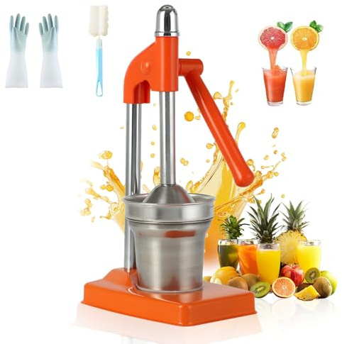 Cast Iron Juicer Squeezer, Stainless Steel Manual Juicer Hand Press, Heavy Duty Fruit Press Orange Lemon Apple, Easy to Clean, Home and Kitchen