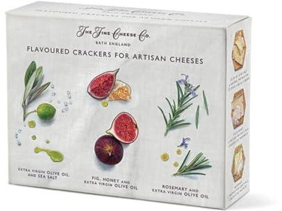 The Fine Cheese Co. Flavored Crackers for Cheese Selection Box | 3 Popular Varieties Together: Rosemary, Sea Salt, Fig/Honey | Imported from England | 13.2 ounce