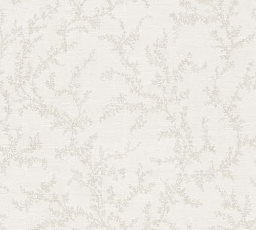 A.S. Création Floral-Vliestapete – Creme, Beige, Braun – 10,05 x 0,53 m | Einfarbig & vielseitig kombinierbar – matte Wandtapete, ansatzfrei & spurlos abziehbar – für Wohn-, Schlaf- & Arbeitszimmer