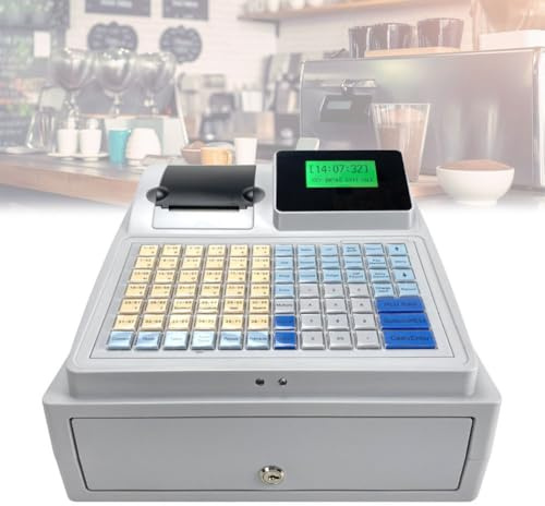 ShaiVrissian Registrierkasse Mit Schublade,Elektronische Kommerzielle Registrierkasse,81 Tasten,Digitale LED Anzeige,Für Kleinunternehmen,Einzelhandel,Restaurant,Gastronomie