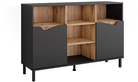 Vicco Kommode Marelle, Anthrazit/Artisan, 120 x 81.3 cm | mit 2 Türen, zur Aufbewahrung von Kleidung, Büchern oder Haushaltsgegenständen
