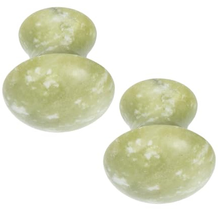 NUOBESTY 2 Stück Jade Gua Sha Gesichtsroller Pilzförmig zur Hautentspannung und Nackenmassage Massagegerät für Gesicht und Augen Naturstein Grün