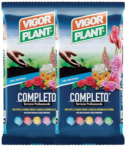45 Litri di Terriccio Universale per Piante Verdi e Fiorite da Interno/Esterno con Torba Irlandese, Pomice, Granuli di Cocco e Concime a Lento Rilascio - Substrato Universale Drenante e Nutriente
