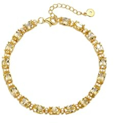 Mesnt 585Er Gold Armband, 14 Karat Gelbgold Tennisarmband mit 7cttw ovalem Citrin und kubischer Zirkonia, Länge: 19+3CM