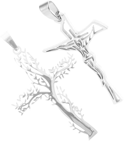 Zerodeko 2 Pezzi Ciondolo Croce Argento in Acciaio Inossidabile, Design Delicato e Pratico per Collane e Borse, Decorazione Religiosa Unica e Creativa