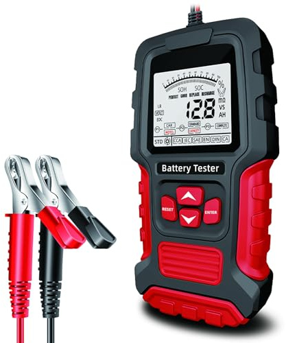 SIXRUN Probador de Batería de Automóvil, Dispositivo de Prueba de Batería con Tecnología de Conductancia para Baterías de 12 V 24 V, Pantalla Digital Comprobación de Resistencia Interna de Voltaje