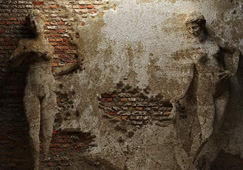 wandmotiv24 Fototapete Steinmauer Steinoptik Figuren, XXL 400 x 280 cm - 8 Teile, Wanddeko, Wandbild, Wandtapete, Statuen, Frauen, M0785