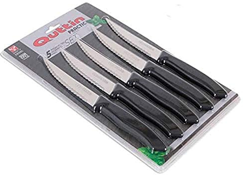 Quttin 50344 Set Cuchillos Sierra, Negro, 5 piezas