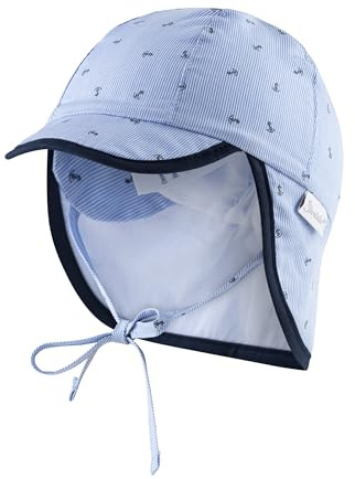Sterntaler Schirmmütze für Jungen mit Bindebändern, Nackenschutz und Anker-Motiv