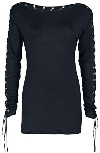 Gothicana by EMP Damen schwarzes Langarmshirt mit Nieten