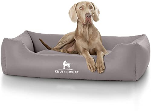 Knuffelwuff Kunstleder Hundebett Sidney XXL 120 x 85cm Grau - abnehmbarer Bezug - leicht zu reinigen - für große, mittelgroße und kleine Hunde