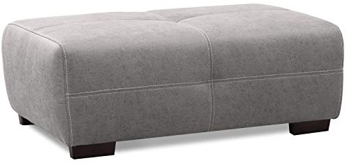 CAVADORE Hocker Mavericco / XXL-Fußbank, Sitzhocker, Polsterbank in Lederoptik / Modernes Design / Passend zu Big Sofa und Ecksofa Mavericco / 108 x 71 x 41 / Grau