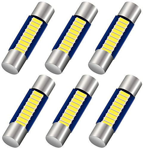 Anourney 6PCS 28mm 29mm 6614F Festoon LED Car Bulb, Extremely Bright 9-SMD 4014 chips 6641 6612F LED Bulb, Fit for Vanity Mirror Lights and Sun Visor Lights, 6000k White