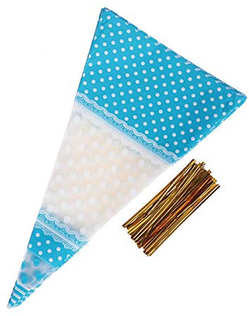 AHECZZ Geschenktasche,50 Stück Weihnachten transparente Verpackung Zellophan Kegel süße Süßigkeiten Party Hochzeit Gunst Geschenkbeutel DIY Geschenke LightGreen