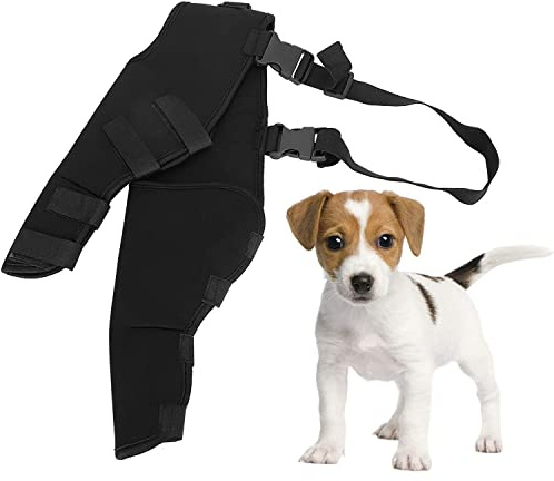 Zerodis Pet Dog Hinterbeine Protector, verstellbare Kniestütze Beinstütze Dog Hock Brace Hinterbein Gelenkwickel schützt für Hunde Hinterbeine erholen(L-Schwarz)