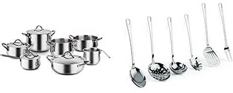 Barazzoni Sapore Italiano 11 Pezzi Batteria, Acciaio Inox 18/10 & 8010049006 - Set 6 Mestoli, Acciaio Inox 18/10