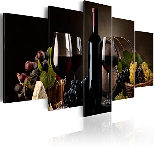 murando Cuadro Acústico Uvas Vino 100x50 cm espuma acústica absorbe el sonido aislamiento lienzo de 5 piezas Impresión Artística Decoración de Pared Imagen Gráfica 030107-24