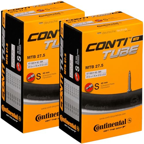 Continental MTB 27.5x1.75-2.5 Inner Tubes, 42mm Presta, 2 Pack, Retail Box