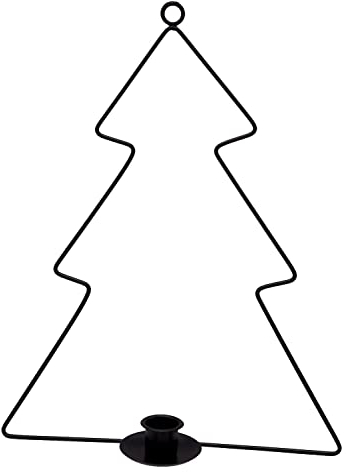 Trends & Trade Kerzenhalter Tannenbaum Metall Schwarz zum Aufhängen für Stabkerzen Spitzkerzen 31cm