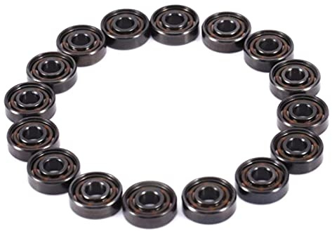 Huhebne 16 StüCk Keramik 608 Kugellager 8X22X7Mm ABEC-11 Hybrid 6 Weiß ZrO2 Kugeln Skateboard Lager Skating Inline Roller, Schwarz & weii